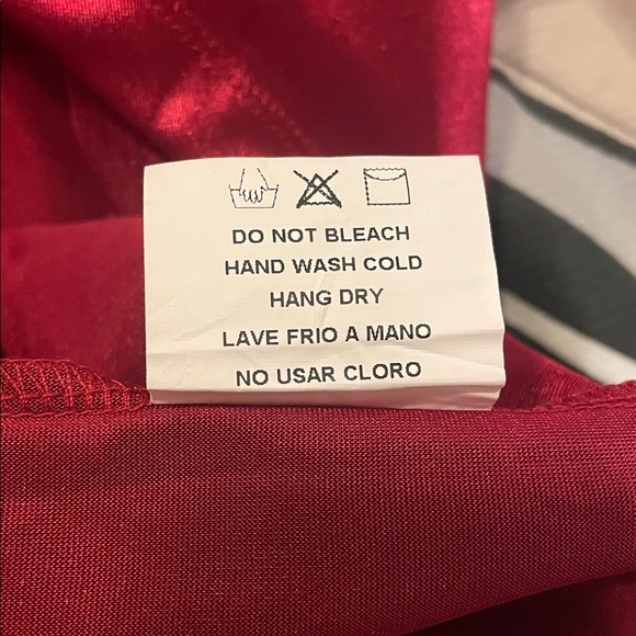 Red Satin Deep V Neck Mini Party Dress - Picture 7 of 7